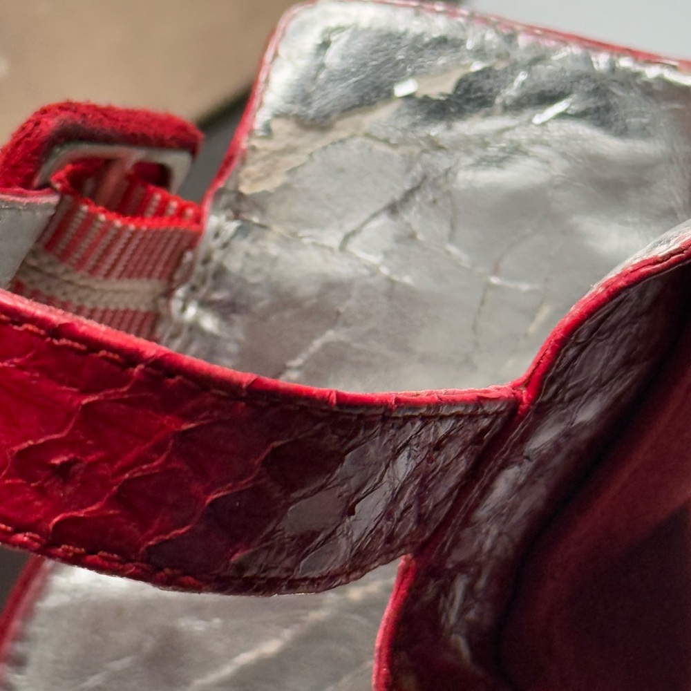 Bebe Red Peep Toe Heels - Picture 6 of 14